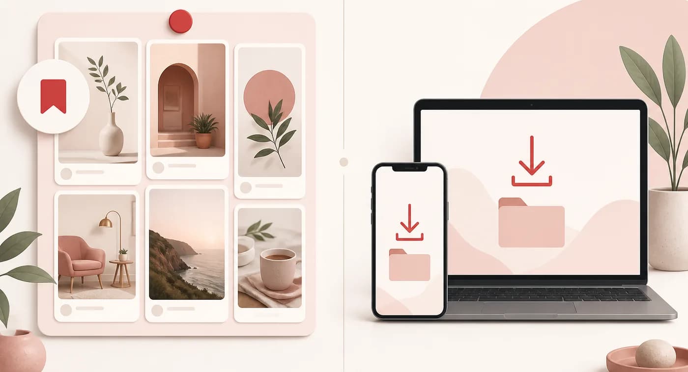 Difference between saving a Pinterest pin to a board and downloading the file to a phone or PC